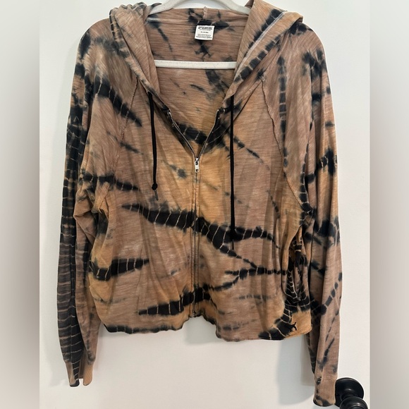 PINK Victoria's Secret Brown & Black Tie-Dye
Cropped Zip Hoodie Size M - Picture 2 of 4